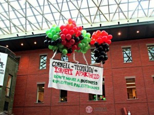 "Cornell & Technion = Israeli Apartheid. Don't Make a Business Exploiting Palestinians."; At The Johnson Graduate School of Management, Cornell. via Cornell FB Page, November 19, 2014