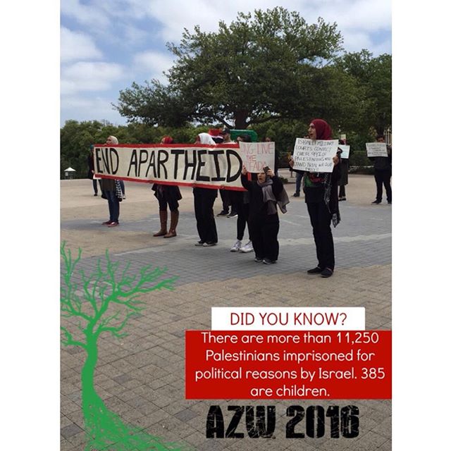 “Mock funeral procession of a Palestinian martyr. #AZW2016” Source Credit: MSU Instagram May 3, 2016