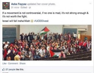 UC Davis ASUCD Elected Representative FB post following UC Davis divestment resolution passage Jan 2015