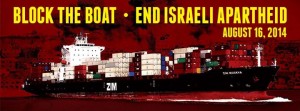 West Coast Blockade of the Israeli Zim Ship in Oakland. Source Credit: Students for Justice in Palestine at Brooklyn College Facebook Page., August 15, 2014