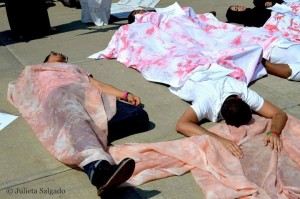 Die in for Gaza and Moment of Silence for Victims of Police Brutality. Source Credit: Students for Justice in Palestine at Brooklyn College Facebook Page. September 2. 2014