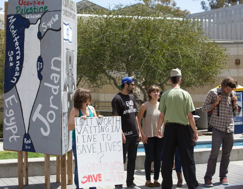 Source Credit: Justice in Palestine week at UCSD: Justice in Palestine exhibit featured west of the UCSD Price Center by Students for Justice in Palestine at their Mock Israeli Checkpoint (April 18, 2012)
